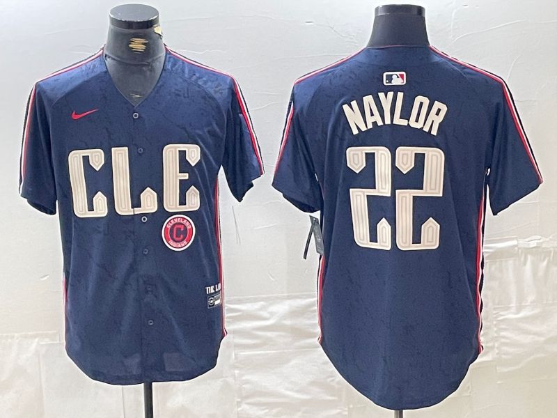 Men Cleveland Indians 22 Naylor Blue City Edition Nike 2024 MLB Jersey style 7